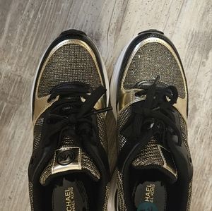 Michael Kors Wedge black and gold sneakers